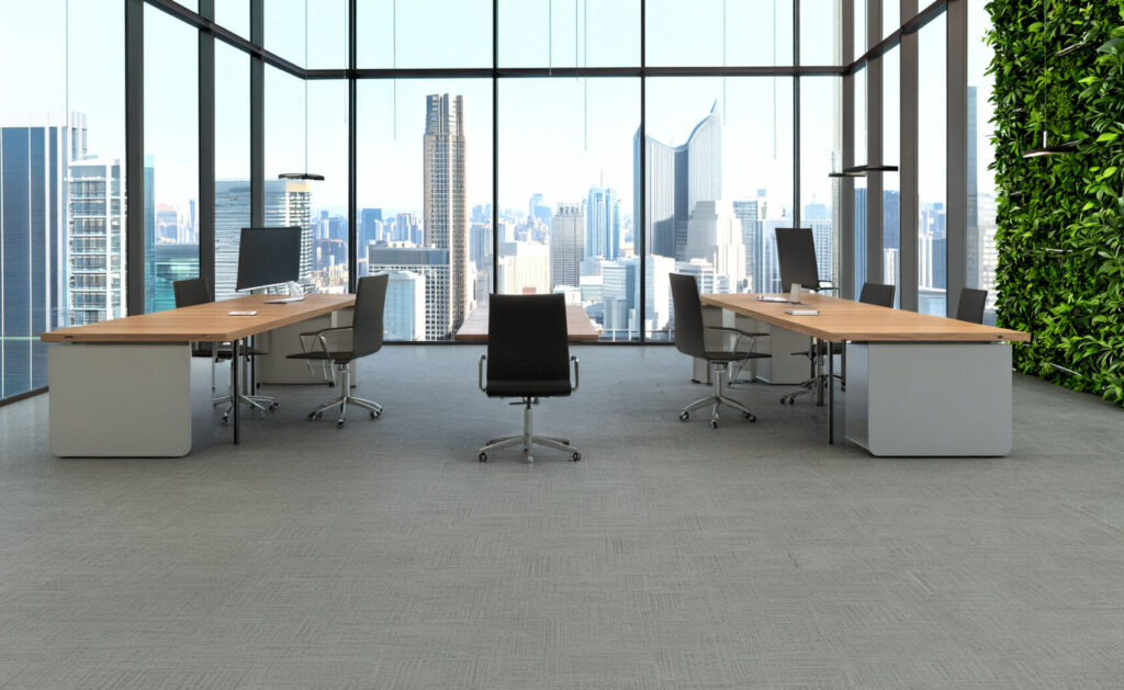 City Growth textured office carpet tile in solution-dyed nylon