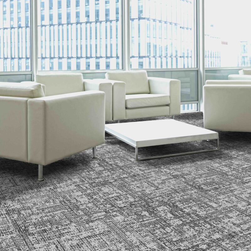 Cross Worth crosshatch carpet tile with woven linear texture